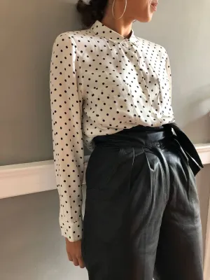 Pre-loved silk polka dot spot blouse