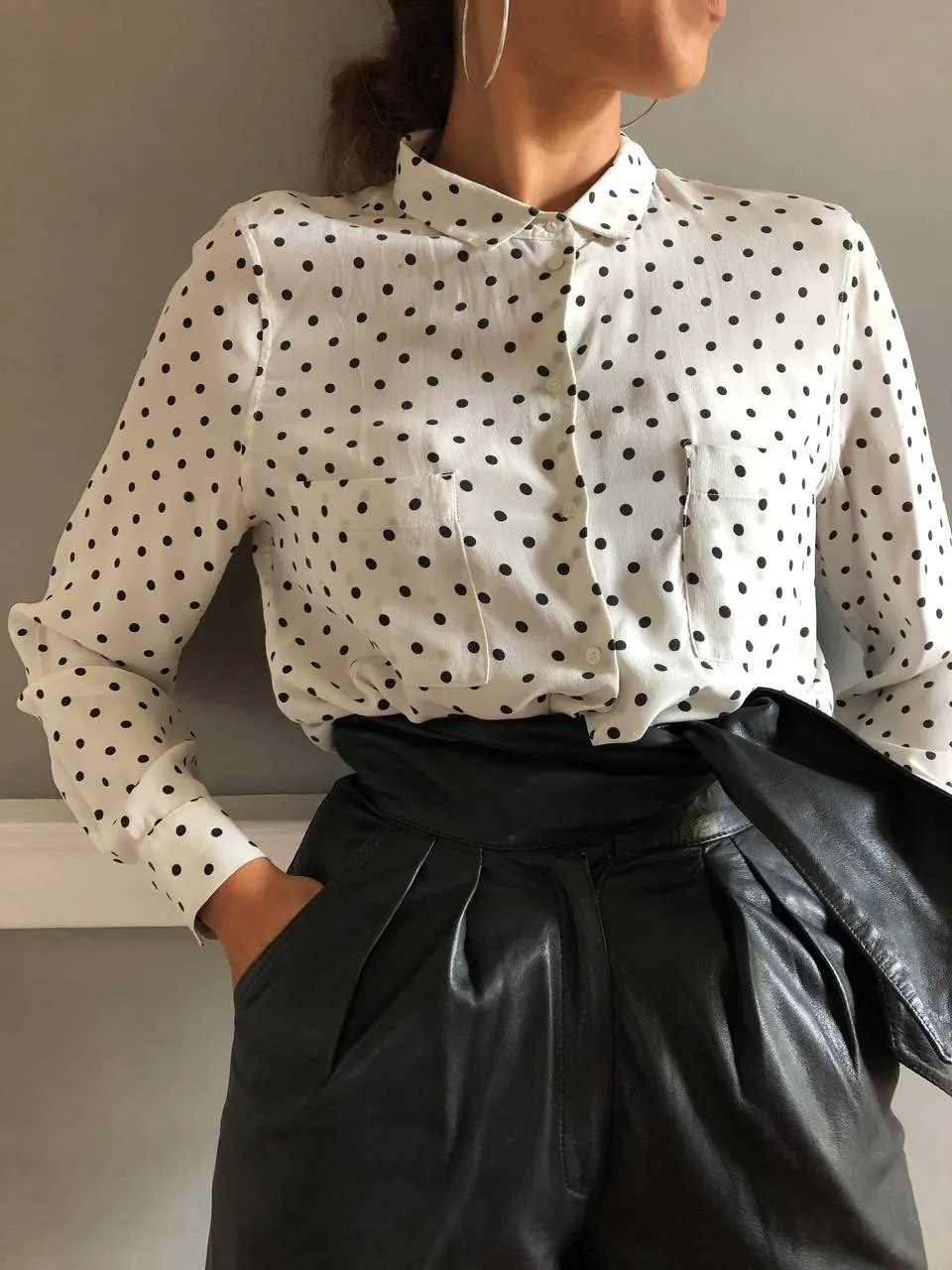 Pre-loved silk polka dot spot blouse