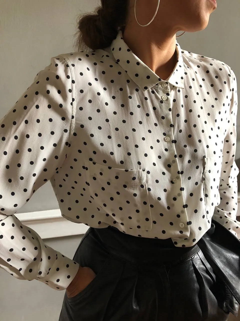 Pre-loved silk polka dot spot blouse