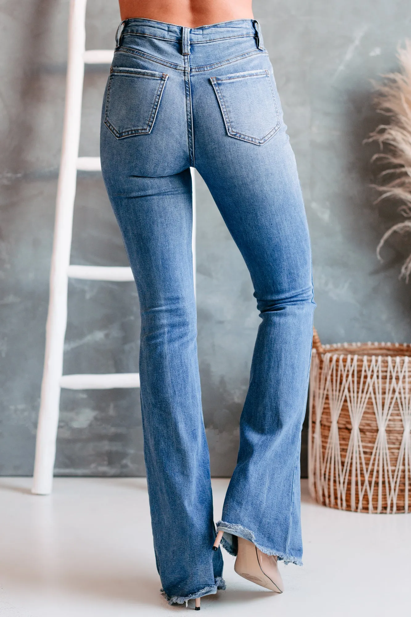 Pursuing You YMI High Rise Distressed Flare Jeans (Medium)