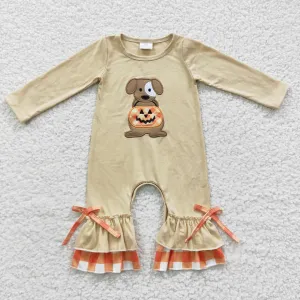 "Puppy Dog Pumpkin" Fall Boho Romper