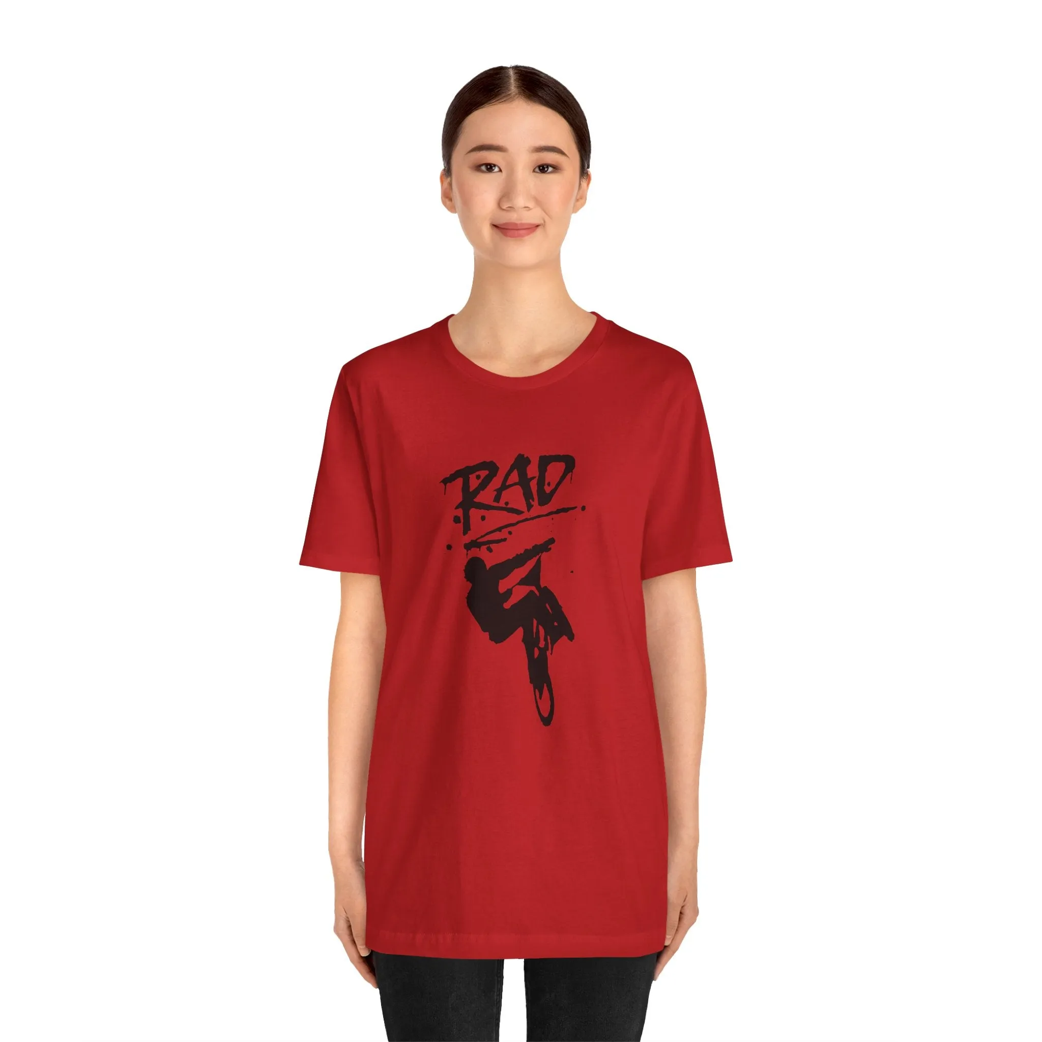 RAD BMX Trick Silhouette Tee - Red | Retro 80s Film Tribute | VTown Designs