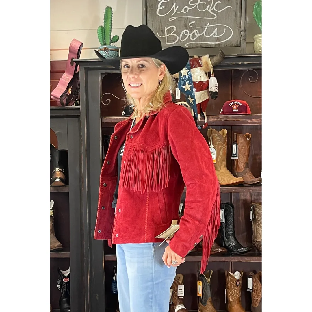Red Suede Fringe Jacket L1080-27