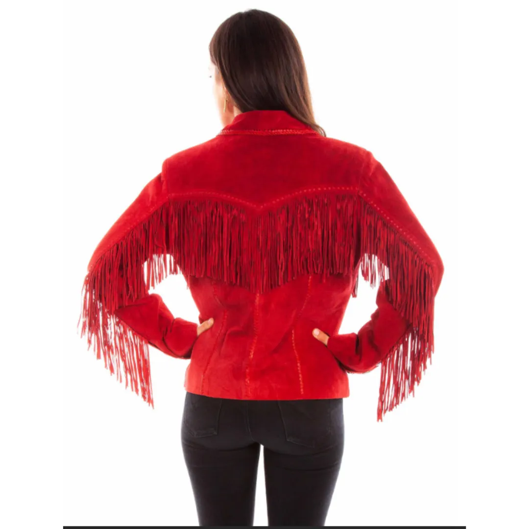Red Suede Fringe Jacket L1080-27