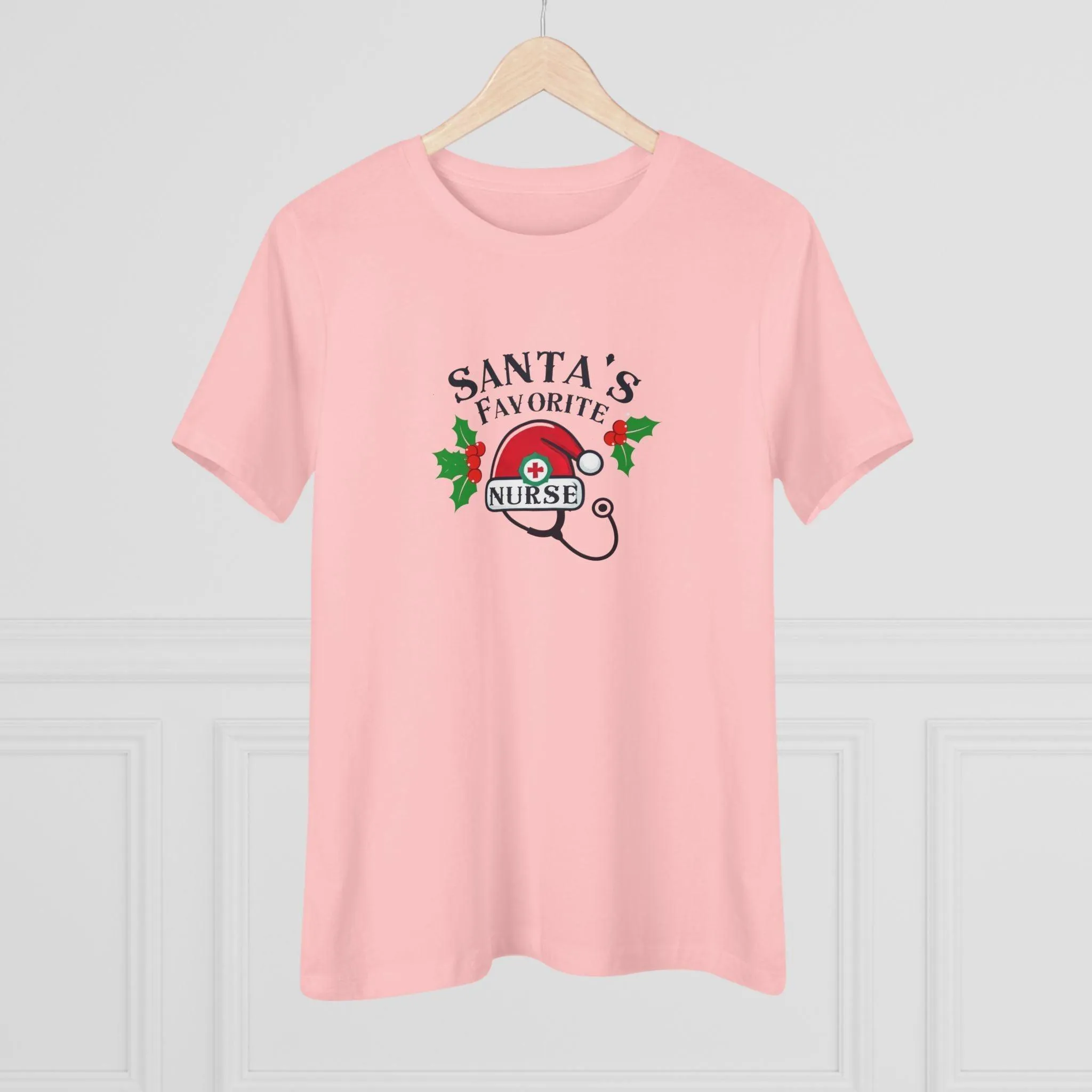 Santa's Favorite Nurse 🎅⚕️ - Stetoscope and Santa Hat 🎁🎄 - Women's Softstyle Tee