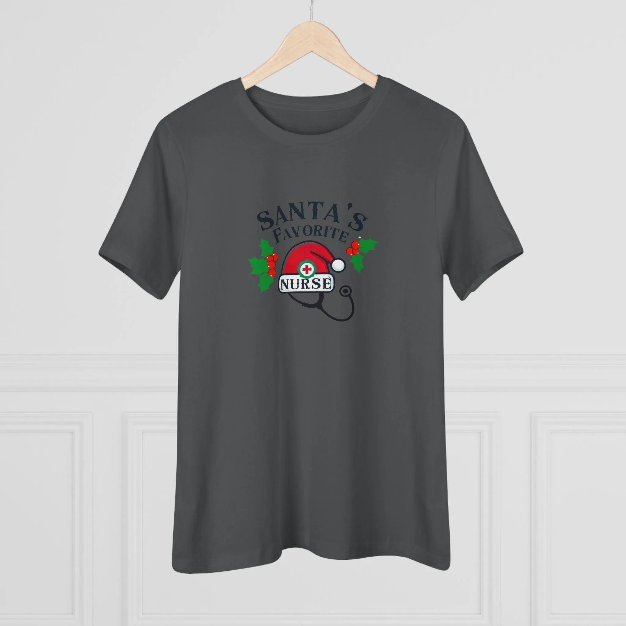 Santa's Favorite Nurse 🎅⚕️ - Stetoscope and Santa Hat 🎁🎄 - Women's Softstyle Tee