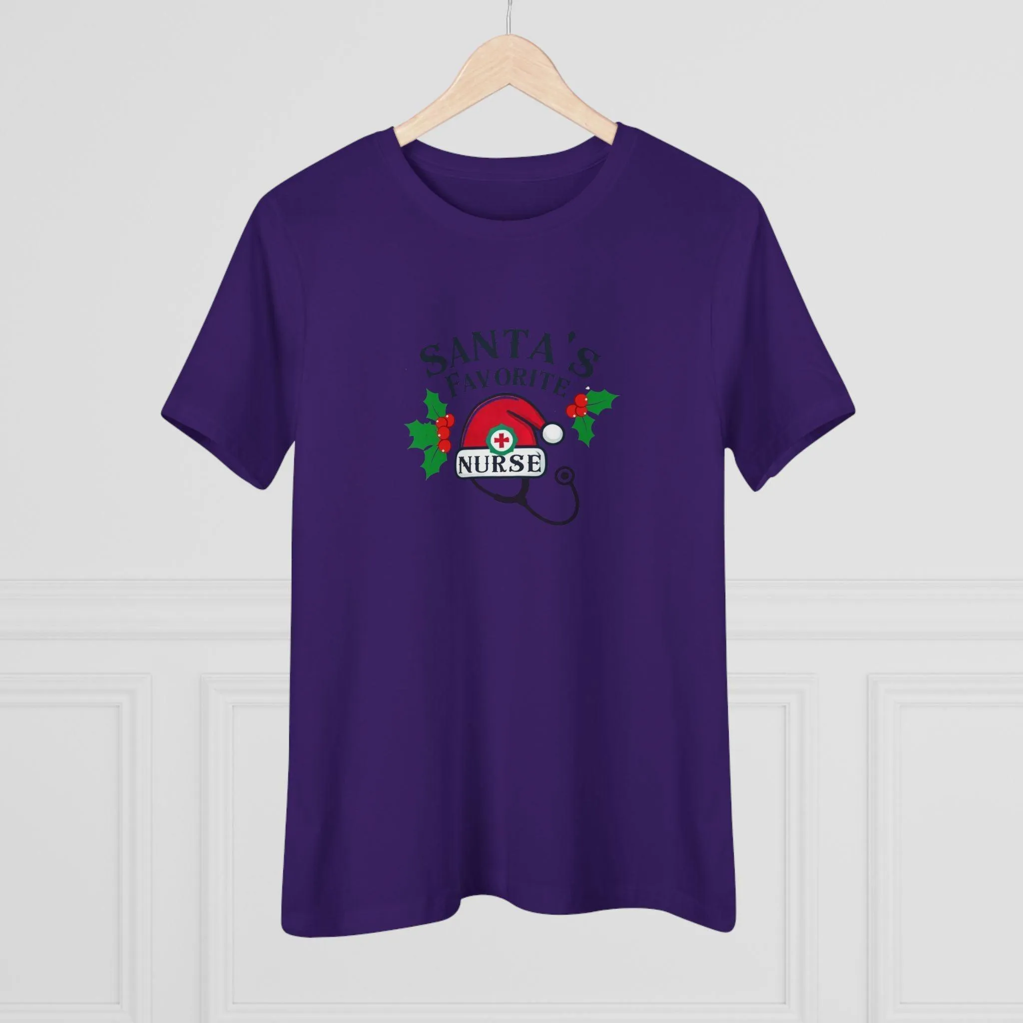 Santa's Favorite Nurse 🎅⚕️ - Stetoscope and Santa Hat 🎁🎄 - Women's Softstyle Tee