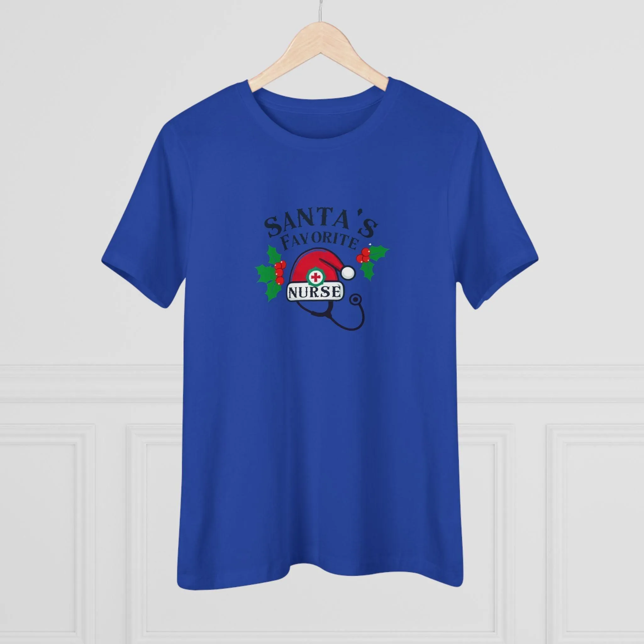 Santa's Favorite Nurse 🎅⚕️ - Stetoscope and Santa Hat 🎁🎄 - Women's Softstyle Tee