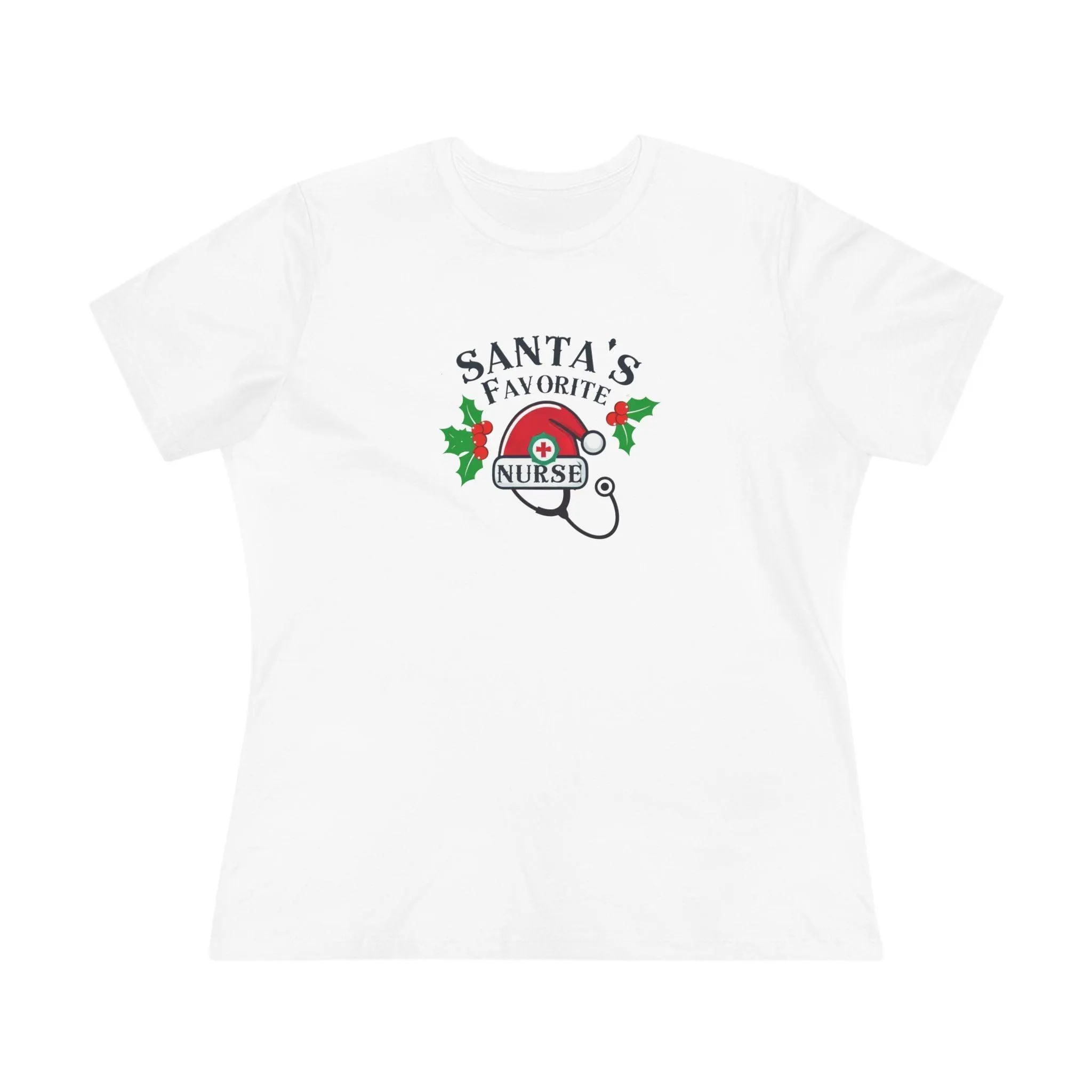 Santa's Favorite Nurse 🎅⚕️ - Stetoscope and Santa Hat 🎁🎄 - Women's Softstyle Tee