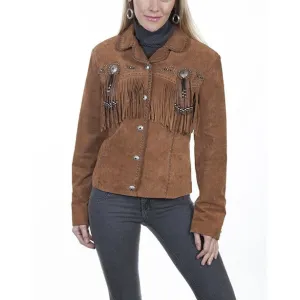Scully Ladies Cinnamon Boar Suede Fringe And Beaded Jacket L152-81