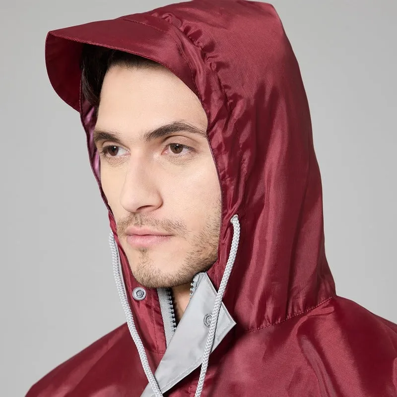 Single: Waterproof Rain Coat with Pants | Adjustable Hood | XL | Maroon
