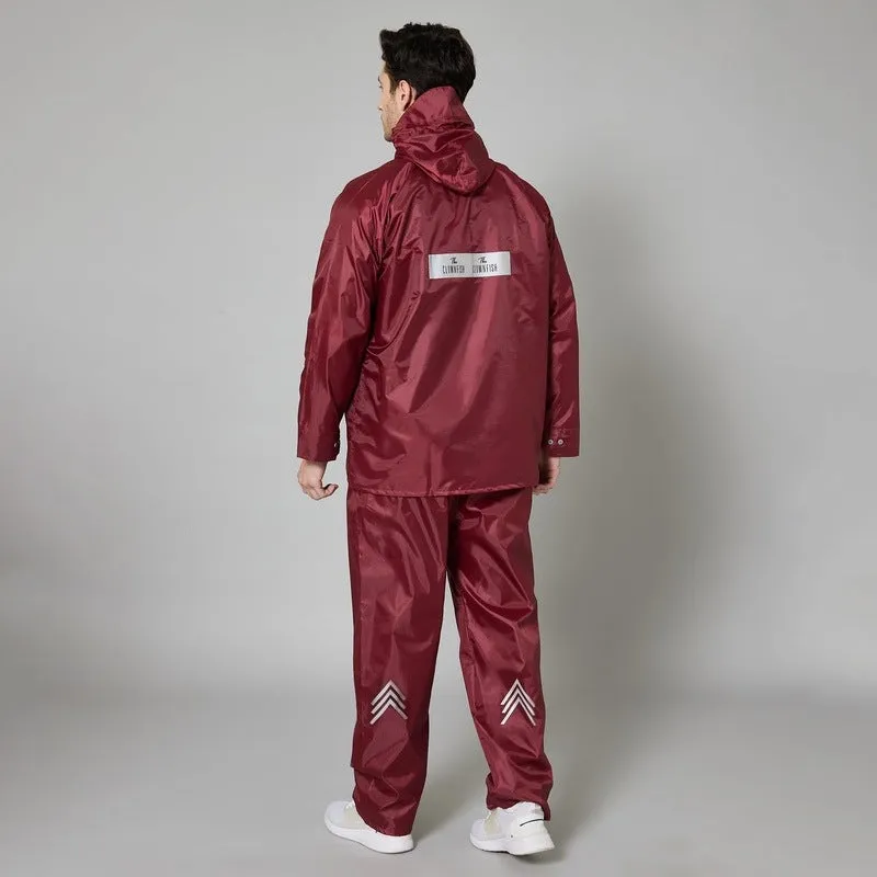 Single: Waterproof Rain Coat with Pants | Adjustable Hood | XL | Maroon
