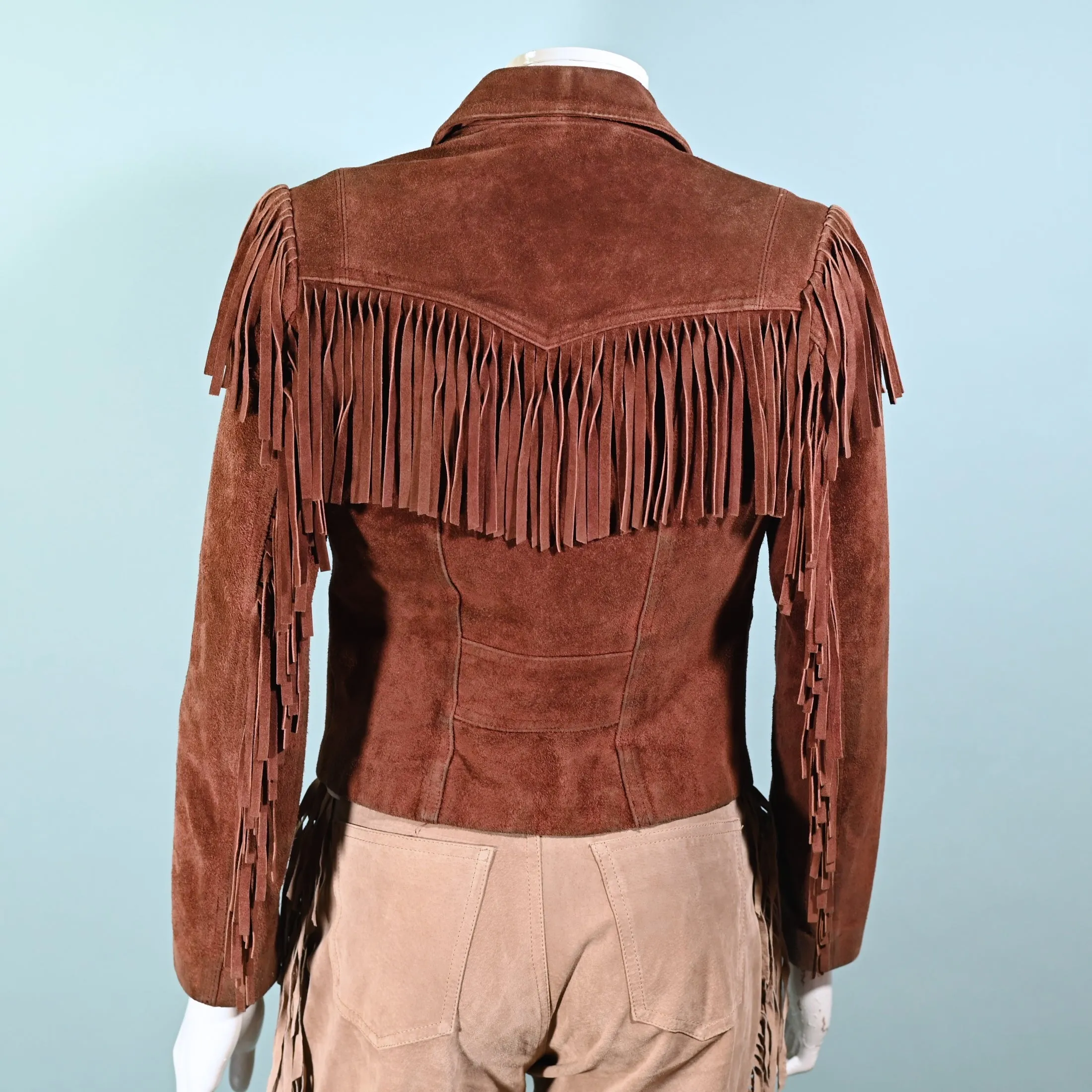 SOLD Vintage Cropped Suede Fringe Jacket, Rust Southwestern Jacket S