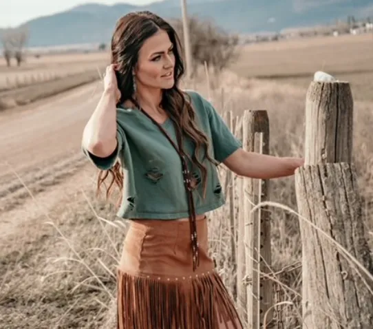 Suede Fringe Skirt - Camel