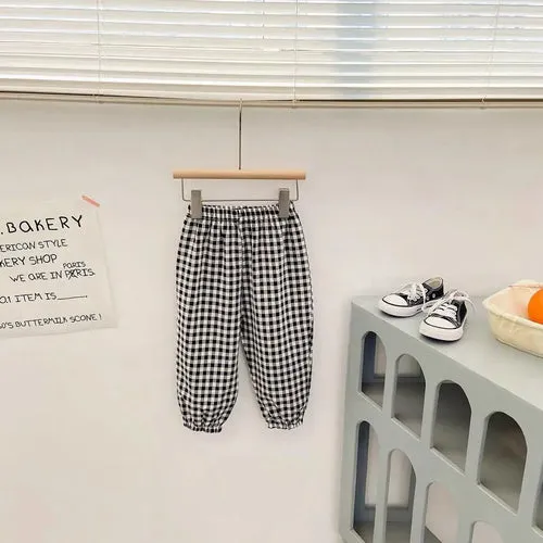 Summer Plaid Mosquito Proof Pants Outdoor Wear Baby Girls New Style