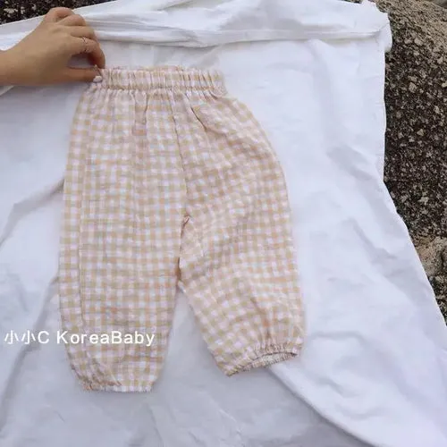 Summer Plaid Mosquito Proof Pants Outdoor Wear Baby Girls New Style