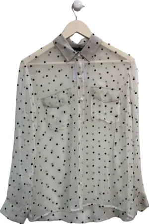 The Kooples Cream Polka Dot Sheer Blouse UK 6