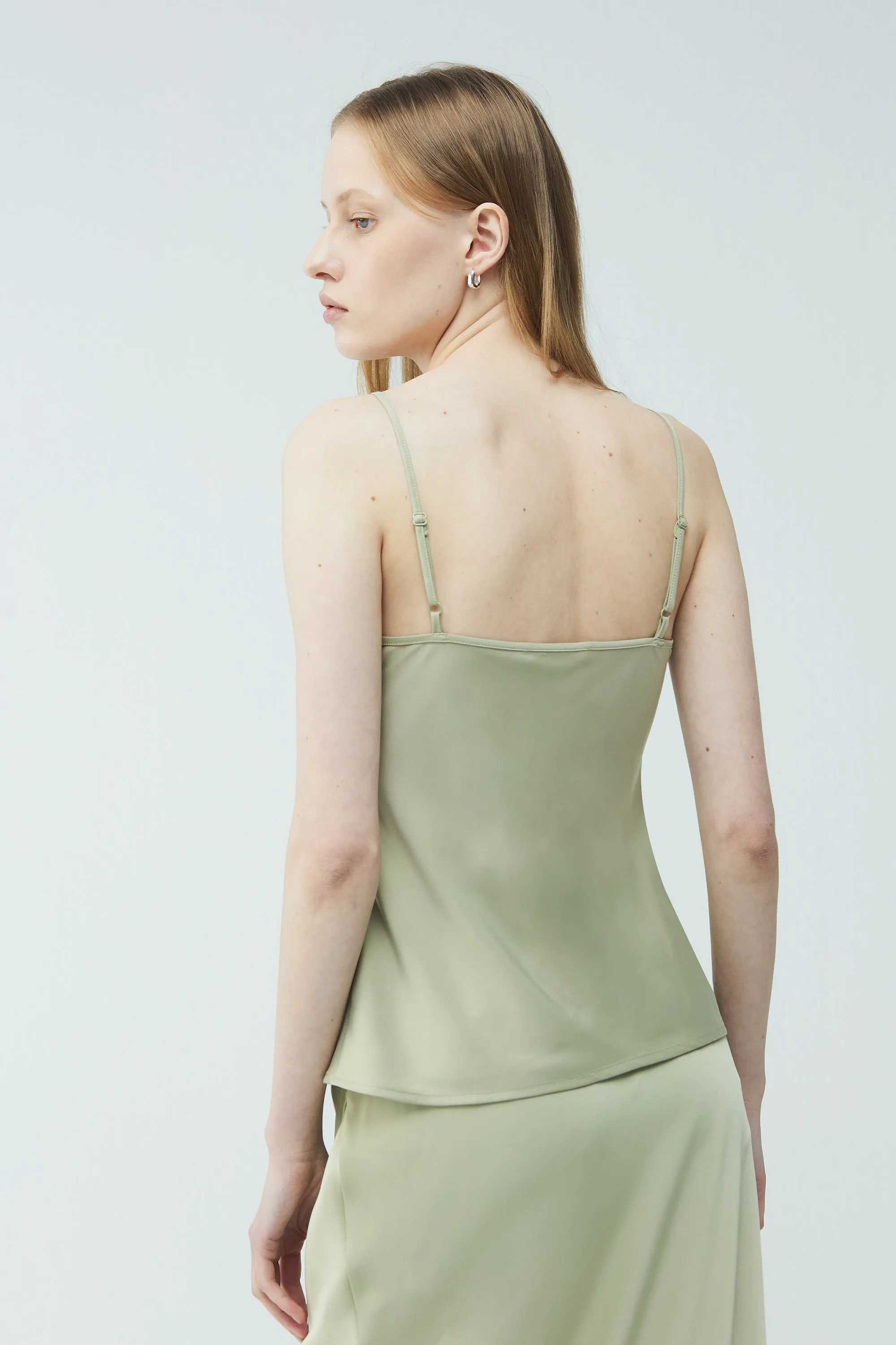 V-NECK SATIN TANK