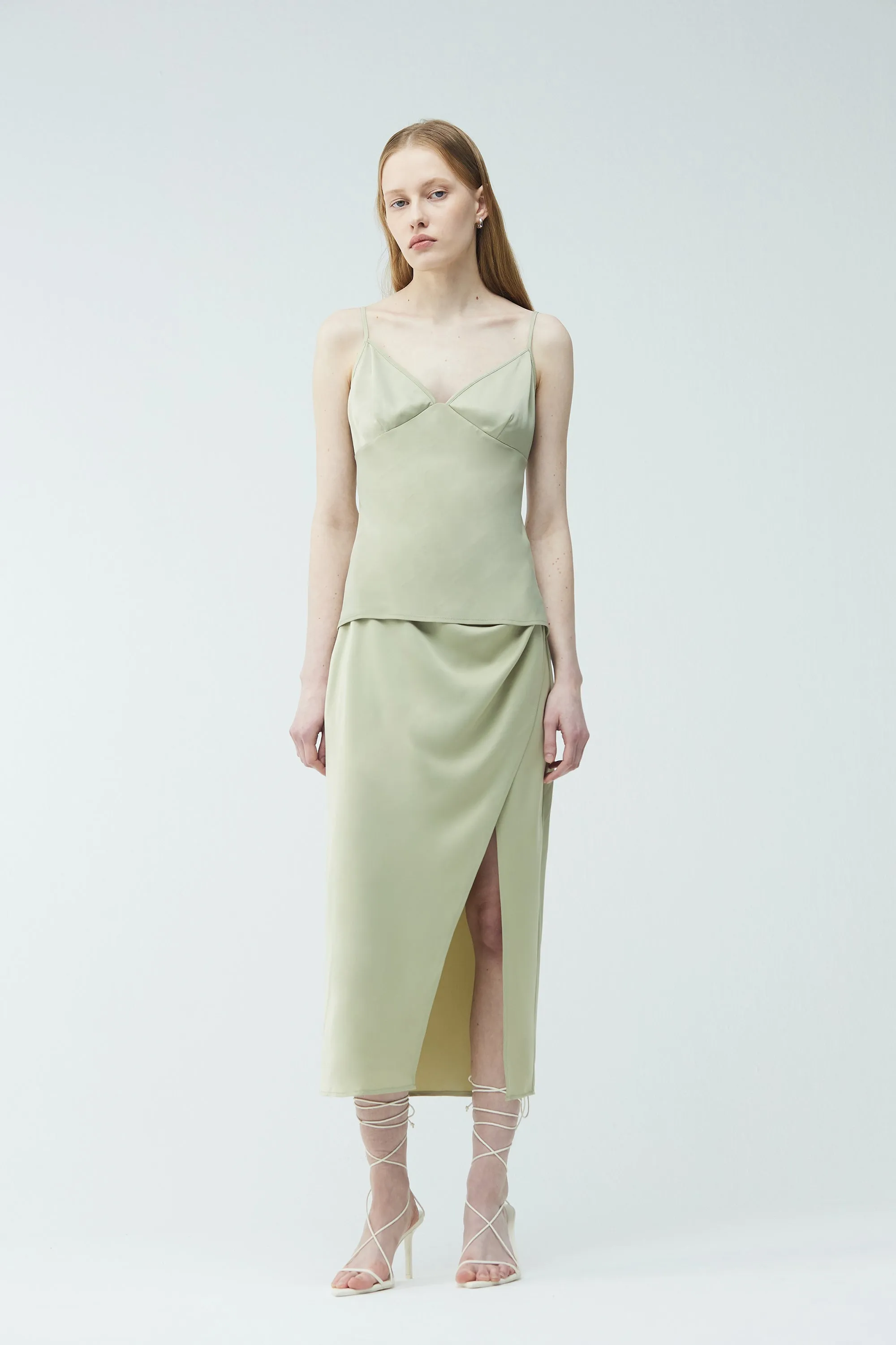 V-NECK SATIN TANK