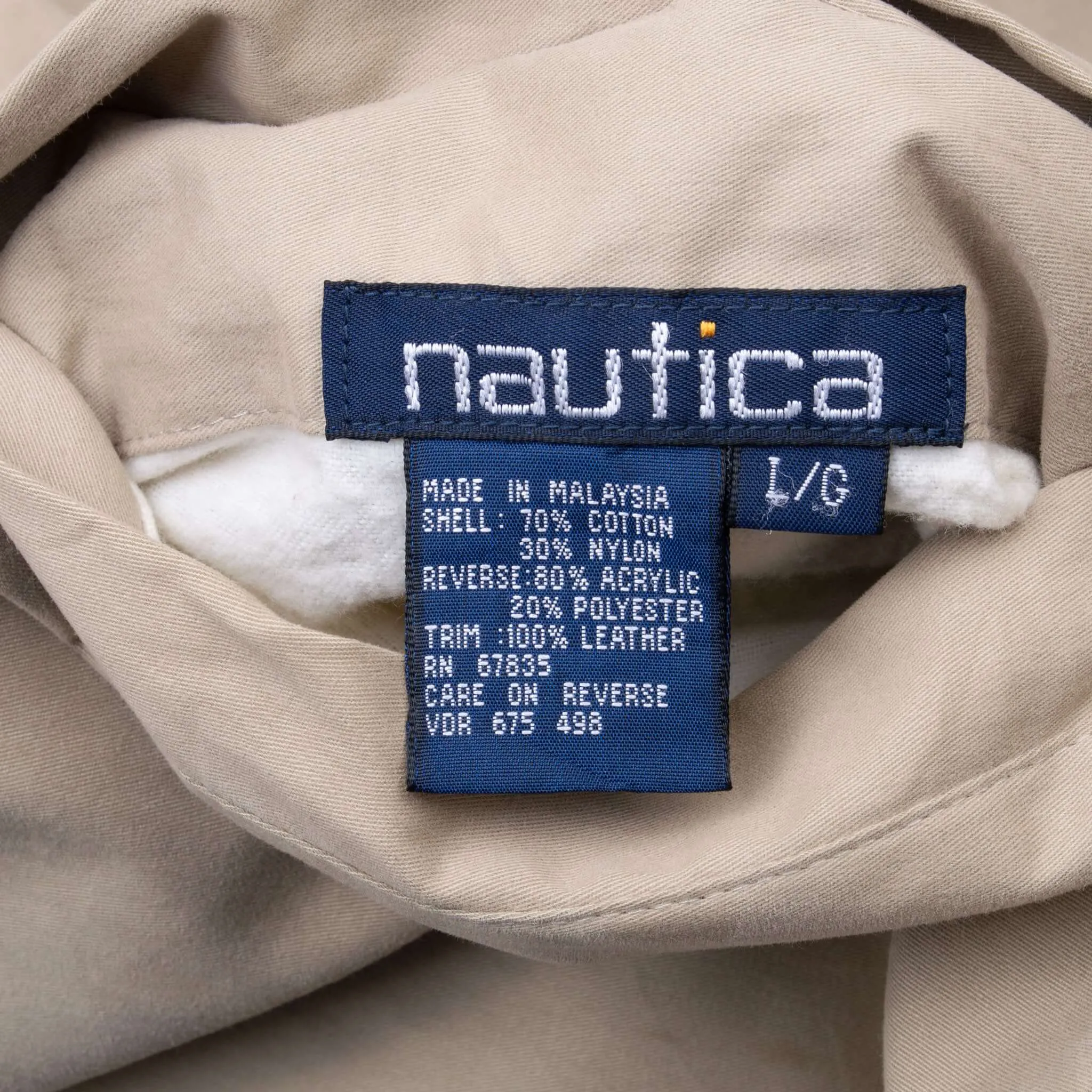 VINTAGE NAUTICA REVERSIBLE BEIGE HARRINGTON JACKET 1990S LARGE