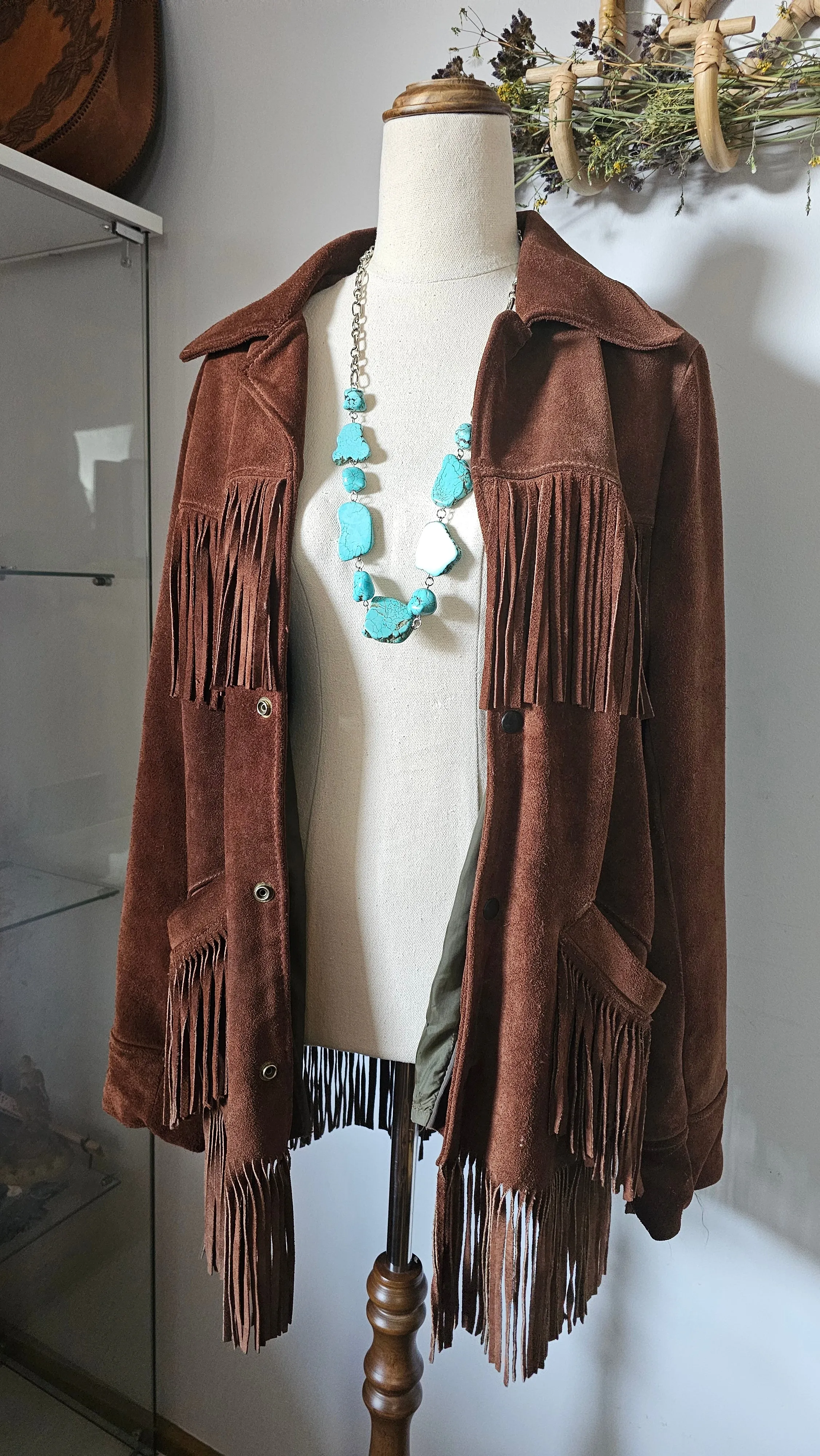 Vintage Suede Fringe Jacket – Western Boho Dream M 10/12