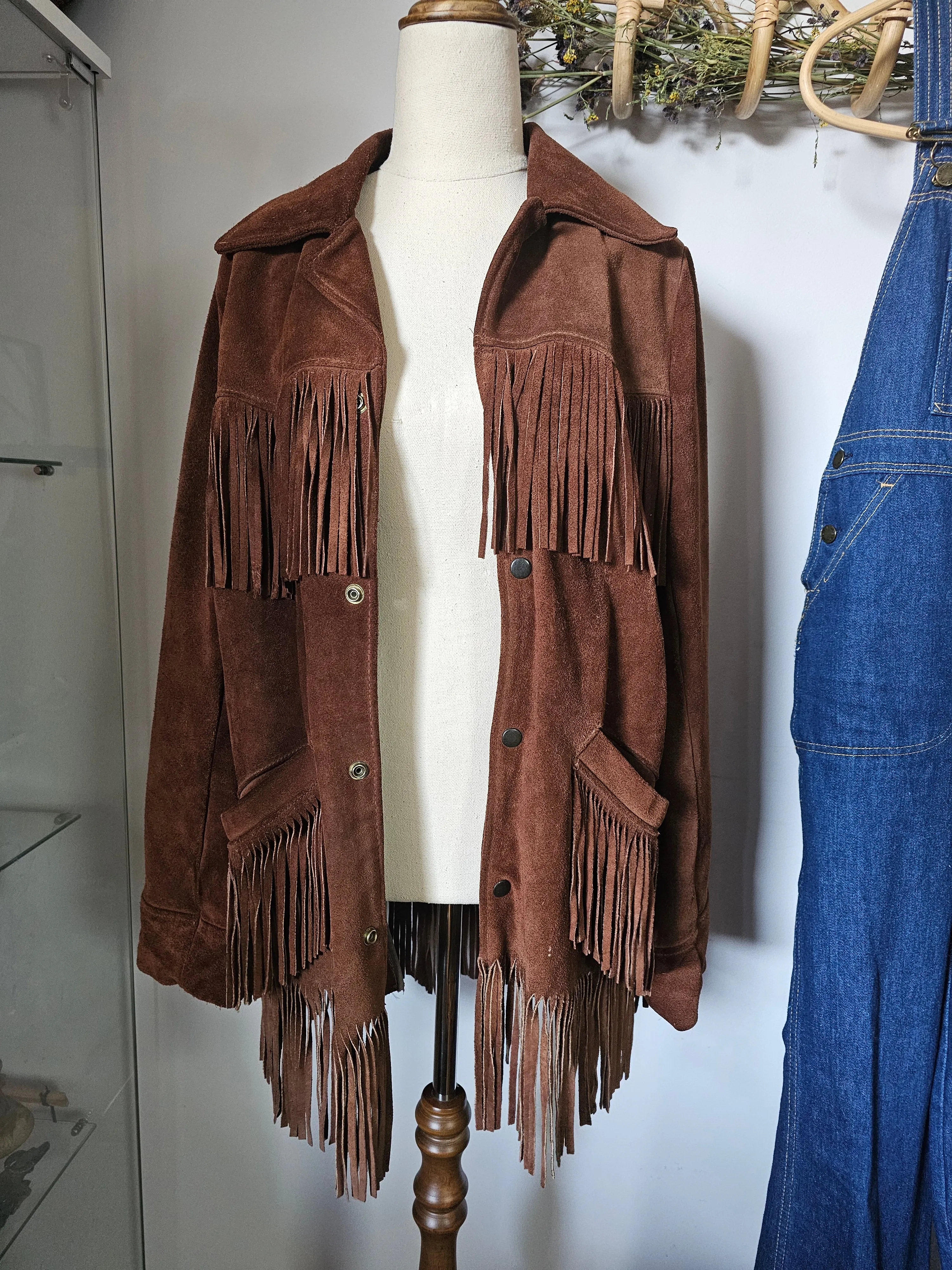 Vintage Suede Fringe Jacket – Western Boho Dream M 10/12