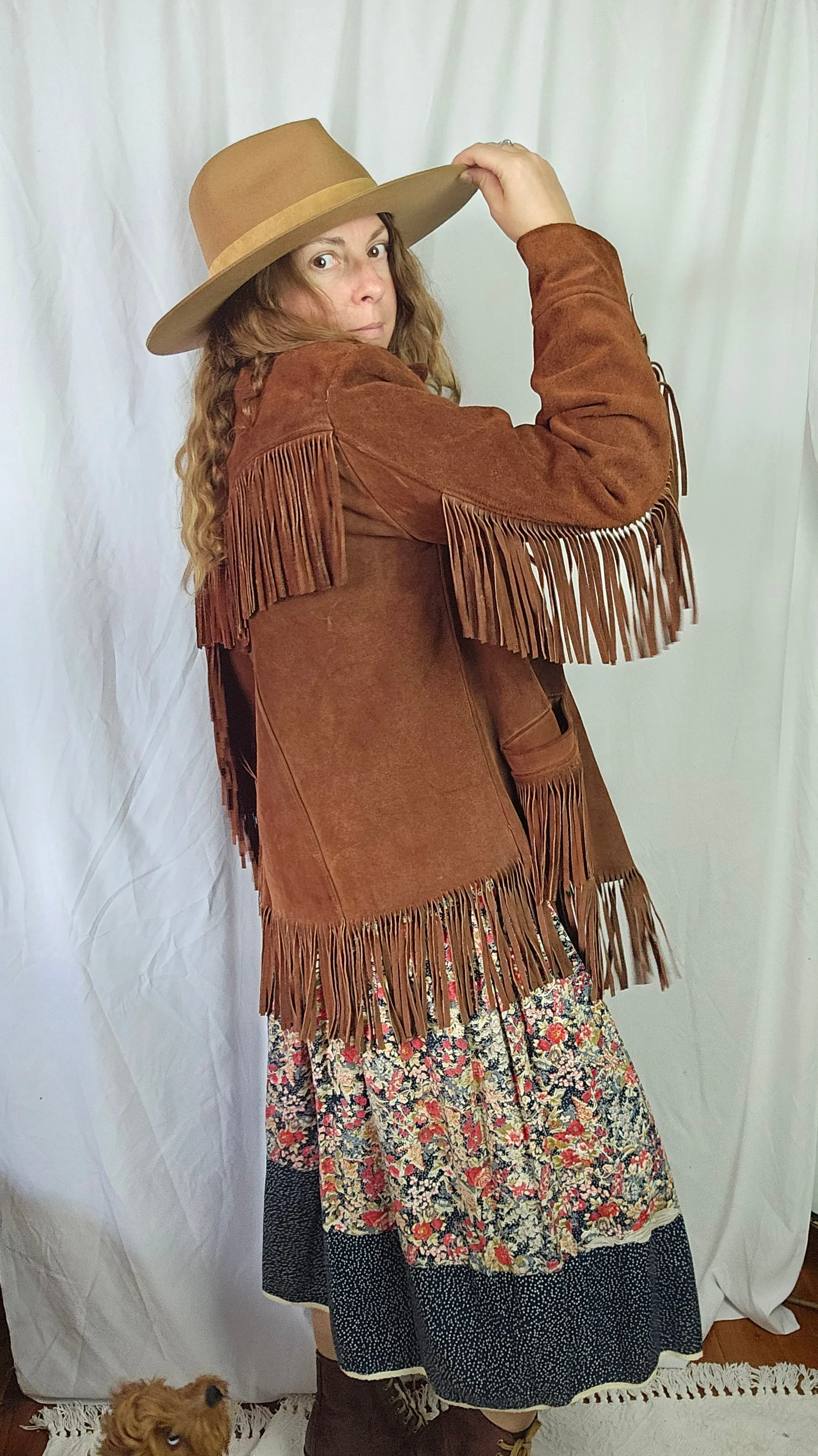 Vintage Suede Fringe Jacket – Western Boho Dream M 10/12