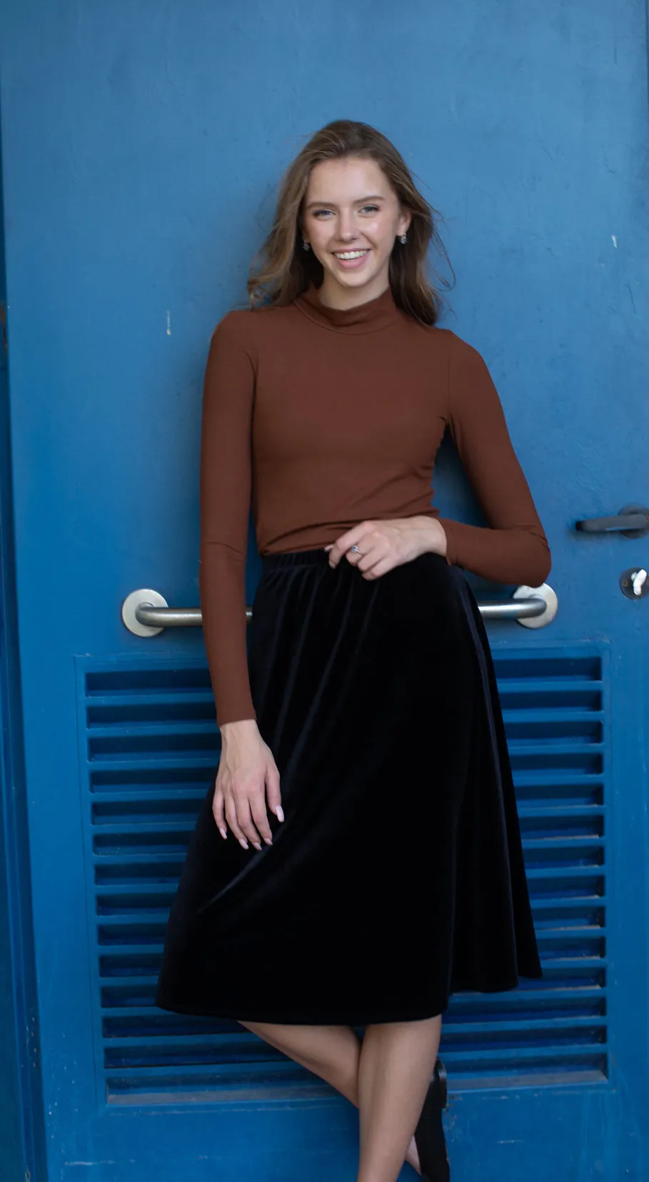 WOMENS A-LINE VELVET SKIRT