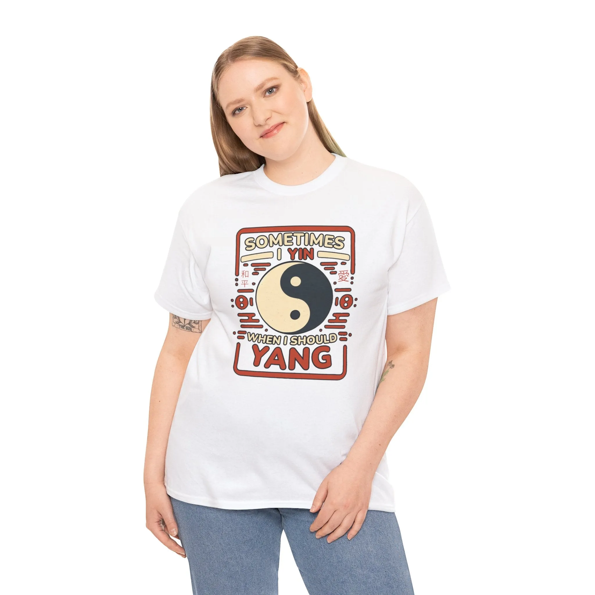 Yin, Yang, and a Dash of Oops: Navigating Life's Harmony on my Tee! Unisex Heavy Cotton Tee